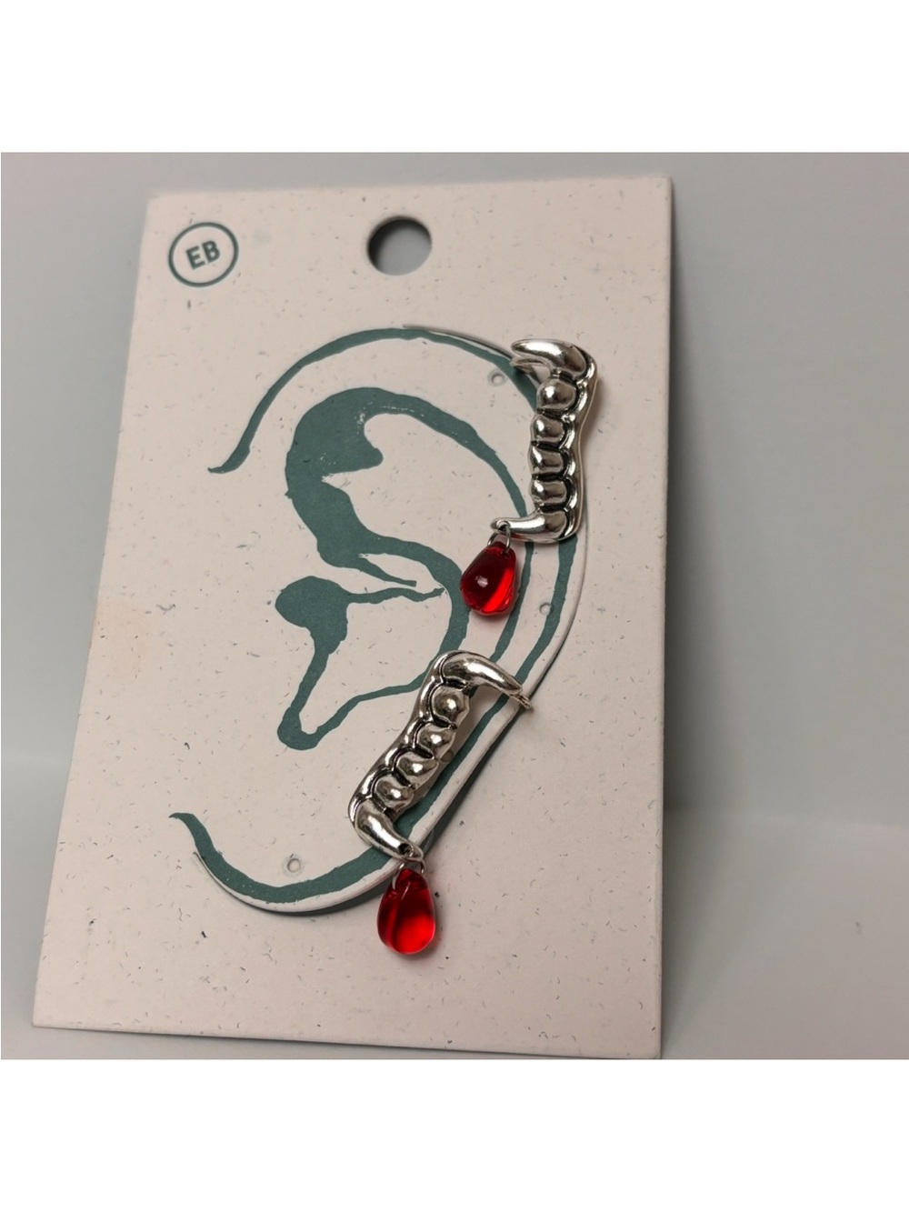 NWT Earth Bound Vampire Fang Drop Cuff Earrings